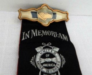 Vintage UMWA United Mine Workers of America 7 Hours Badge & Ribbon Brenizer PA 5