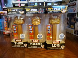 Funko Pop Pez Marvel Exclusive Gold Thor Loki Star Lord 3200le 3 - Pack Set