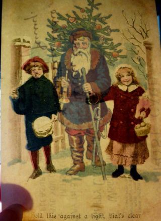 Postcard Hold To Light - Htl - Photo Image Children With Santa Claus