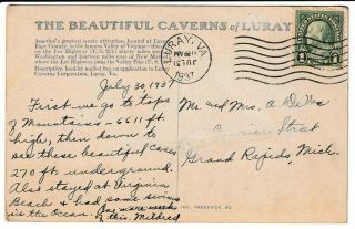 Saracen ' s Tent Caverns caves Luray Page CountyValley of Virginia pm1937 2