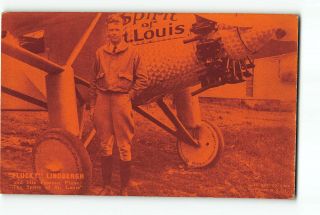 Charles Lindbergh Vintage Arcade Postcard Plucky Lindbergh And His Famous Plane
