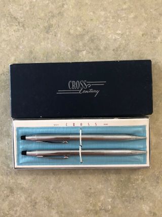 Vintage Cross Century No.  3501 Chrome Pen & Pencil Set