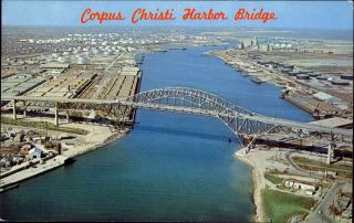 Corpus Christi Harbor Bridge Corpus Christi Texas Tx Aerial View 1960s