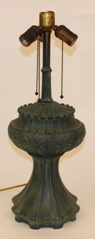 Large Antique Water Lily Lamp Base For Reverse Painted Shade