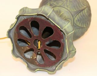 LARGE ANTIQUE WATER LILY LAMP BASE FOR REVERSE PAINTED SHADE 4