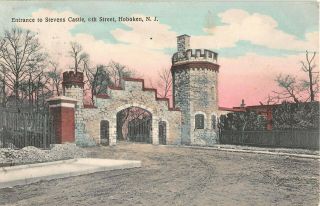 1909 Entrance To Stevens Castle 6th St.  Hoboken Nj Post Card