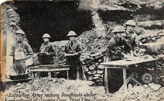 Salvation Army Making Doughnuts France World War I 1910s Postcard