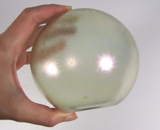 Art Deco Globe Shade Ball Lamp French Czech Loetz Glass Vaseline Iridescent