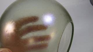 Art Deco Globe Shade Ball Lamp French Czech LOETZ Glass Vaseline Iridescent 7