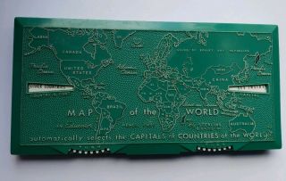 Vintage Pencil Case Map Of The World By Sterling Company 1960 Scrolling Capitals