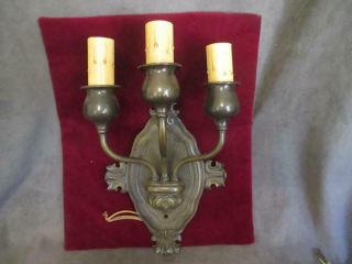 Vintage Ornate Cast Brass - 3 Arm Sconce Wall Fixture Ksc54