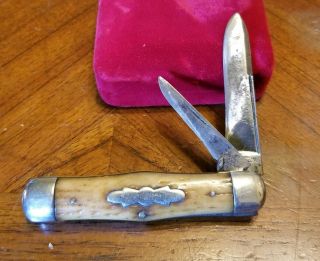 Vtg Rare Wm.  Frankfurth H.  Co.  Hardware Co Bone Handle Folding Pocket Knife Old