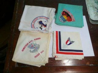 4 Vintage Boy Scout Neckerchiefs 64 Jamboree,  South Florida Council,  Eagle,  Sac Afb