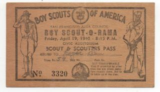 1940 Boy Scout - O - Rama Pass San Francisco Council Civic Auditorium