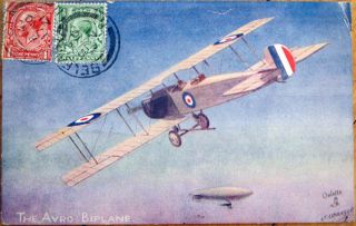1921 Gt Clarkson/artist - Signed Raphael Tuck Aviation Postcard W/biplane,  Airship