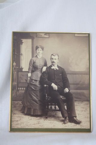 Large 10 " X 8 " Antique Cabinet Card Photograph Young Couple