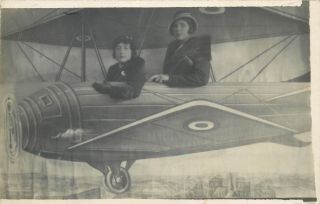 Surrealism Women Plane Pilot Fantasy Vintage Photo Postcard