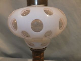 1860 - 1870 Boston Sandwich Glass white cut to clear Thousand eye oil Lamp 4