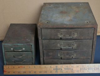 2 Vintage Metal Parts Bins Cabinets