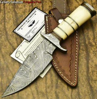 Cutlery Salvation Custom Handmade Damascus Steel Blade Hunting Knife