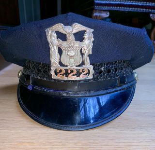 Vintage Fire Department Hat W/ Medallion Eagle / Indian / Capital 222