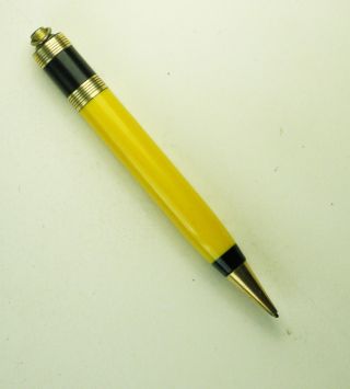 Vintage Pendant Mechanical Pencil Yellow & Black Plastic,  Gold Accents