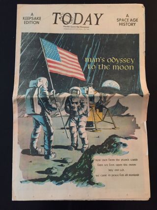 Vintage 1969 Man’s Odyssey To The Moon Today Florida’s Space Age Newspaper Nasa