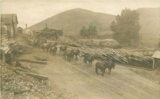 C - 1910 Logging Lumber Yard Freight Team Rppc Photo Postcard 3500