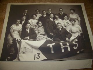 1913 Antique Trumansburg Ny High School Class Photo Sepia Toned John Wetz
