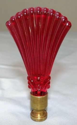 2015 Aladdin Gathering Glass Lamp Finial Blood Red Fan Reeded Limited Edition