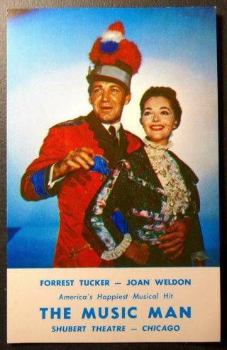 Postcard - Advertising The Music Man Forrest Tucker Joan Weldon Musical Chicago