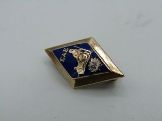 Sigma Alpha Epsilon 10k Yellow Gold Cobalt Blue Enamel Sorority Brooch Pin