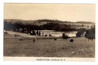 Ny - Guilford York 1914 Rppc Real Photo Postcard Guilford Lake Houses