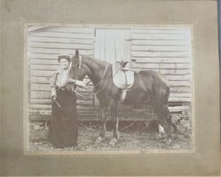 Vintage Victorian Era Photo - Woman With Her Horse - Rocky Mount,  Va