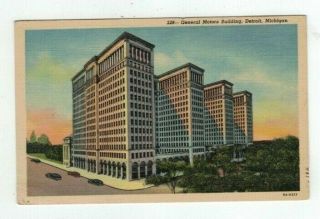 Mi Detroit Michigan Antique Linen Post Card General Motors Building