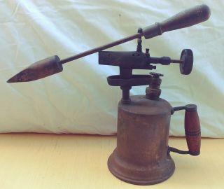 Antique Brass Blow Torch W/soldering Iron