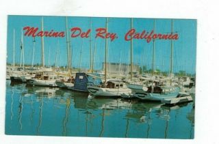 Ca Marina Del Ray California Vintage Post Card View Of Boats