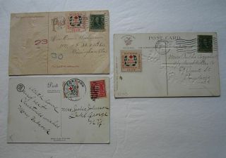 (3) Early Christmas Postcards Christmas Seals Stamps Cancels Philately Hj5013