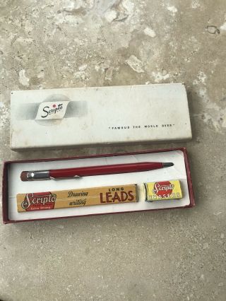 Vintage Scripto Mechanical Pencil K770 Red Full Set