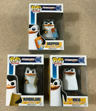 Funko Pop Movies Penguins Of Madagascar Skipper Kowalski Rico 161 162 163 Set