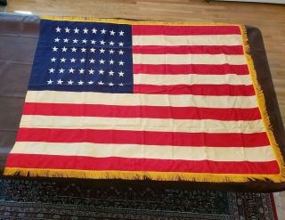 Vintage 48 Star Silk American Flag 4.  25 Feet X 5.  75 Feet 1912 - 1949 Era