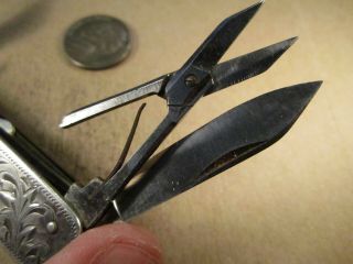 Vtg ORIENTAL Japanese Sterling Silver Sided Pocket Knife Multi Tool,  53.  7g 4