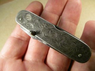 Vtg ORIENTAL Japanese Sterling Silver Sided Pocket Knife Multi Tool,  53.  7g 6
