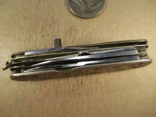 Vtg ORIENTAL Japanese Sterling Silver Sided Pocket Knife Multi Tool,  53.  7g 7