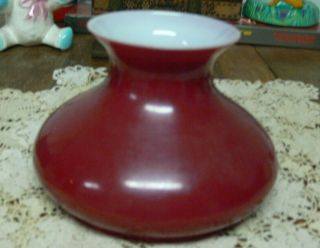 Antique Vintage Maroon Red Cased Glass Student Oil Lamp Shade 7 Inch Fitter