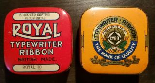 2 Vintage Typewriter Ribbon Tins,  Royal,  Cyro