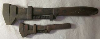 2 Pc Pexto U.  S.  A.  Pipe Monkey Wrench: 15 " Long Metal And Wood Handle & 8 " Long