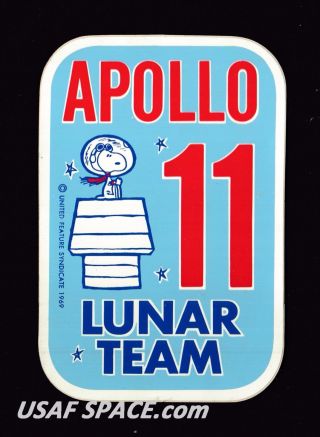 Authentic Vintage Snoopy Apollo 11 Lunar Team Nasa Space Sticker - Decal