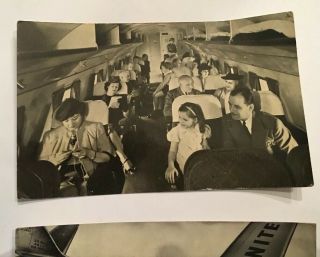 2 Vintage 1930’s UNITED AIRLINES Mainliner Interior Aviation Postcards Ephemera 2