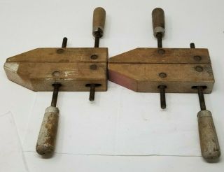Set Of 2 Jorgensen Wood Clamp 8 " Vintage Woodworking Carpentry Adjustable Clamp